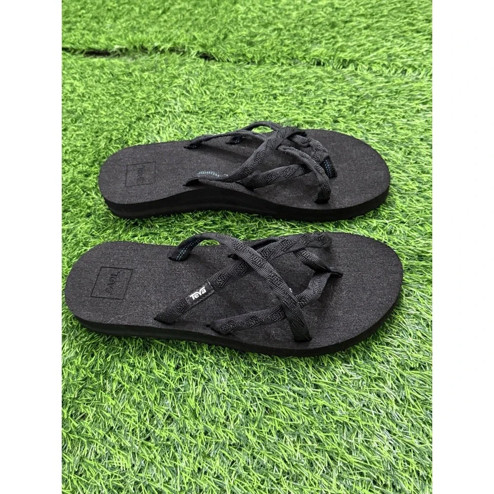 Teva Women's Olowahu Flip Flop Cris-Cross Mush Sandal Black NWOT Women's 9